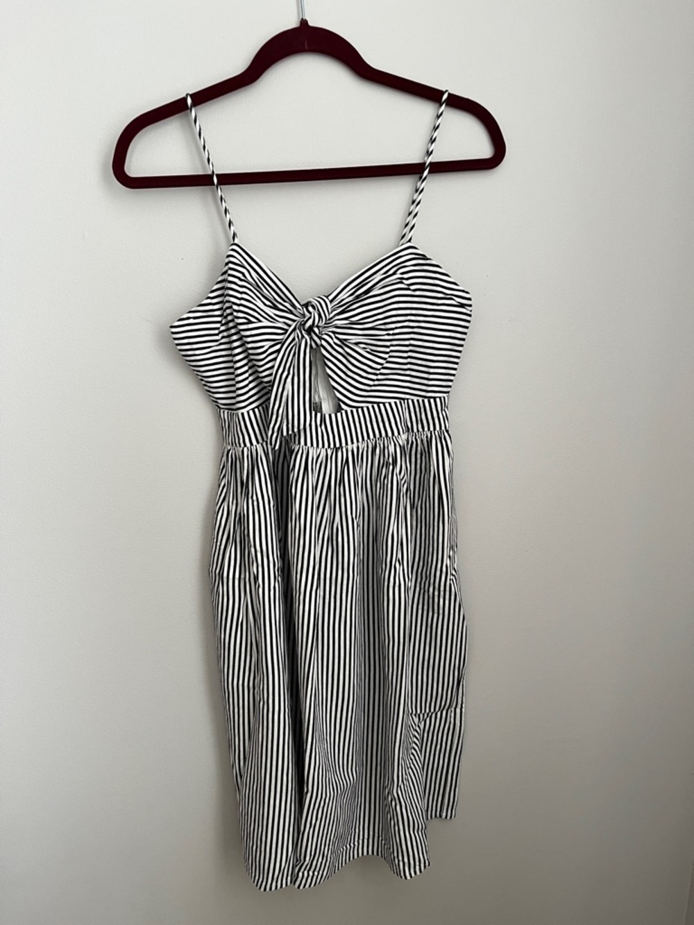 Zara Black and White Striped Midi Tie-Front Skirt - Picture 2 of 8
